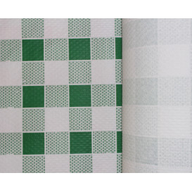 Papieren tafelkleed rol groen Checkers 1x100m. 40g (6 stuks)