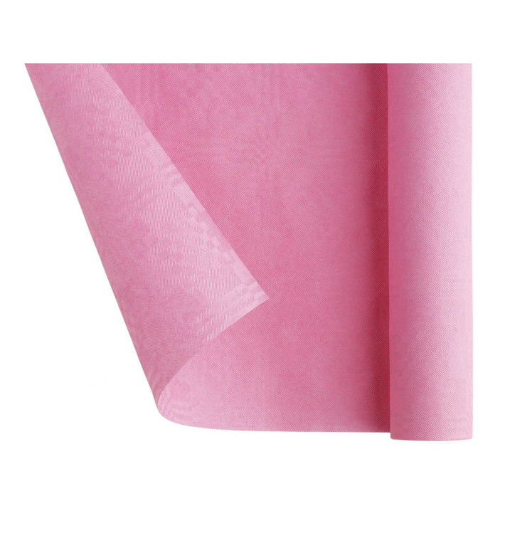 Papieren tafelkleed rol roze 1,2x7m (1 stuk) Papieren tafelkleed rol roze 1,2x7m (1 stuk)