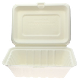 Suikerriet Gescharnierd Container "Menu Box" wit 13,6x18,2x6,4cm (50 stuks) 