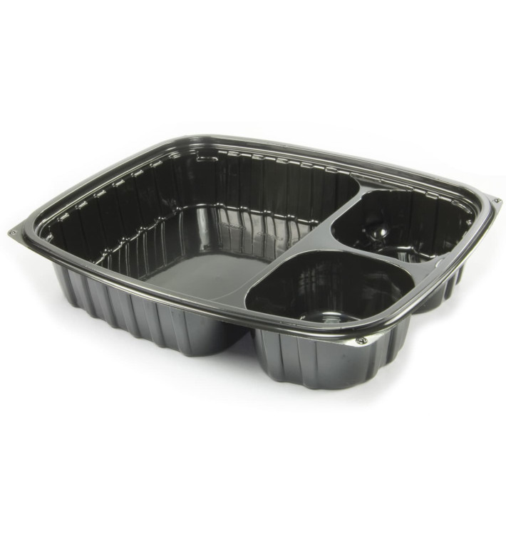 Plastic deli Container OPS "transparantPac" 3 Compartmenten zwart 887ml (252 stuks) Plastic deli Container OPS "transparantPac" 3 Compartmenten zwart 887ml (252 stuks)