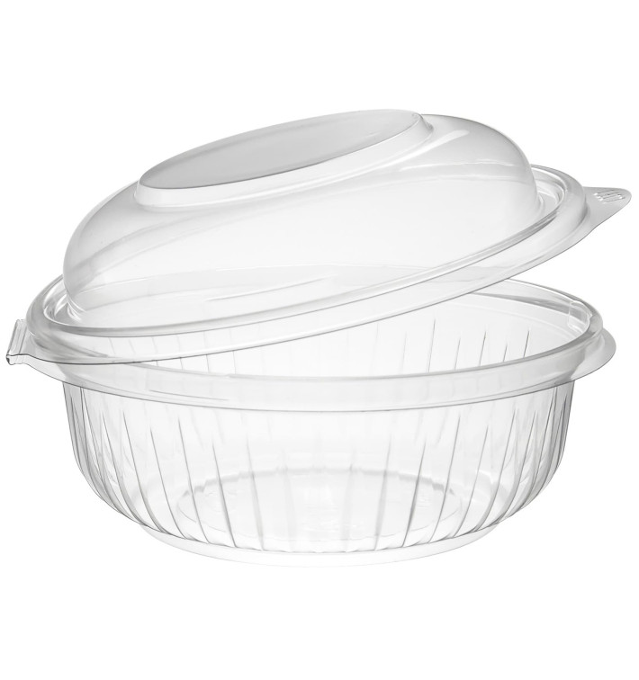 Plastic scharnierende Saladekom PET"Presentatiekom" hoog koepel Deksel 360ml (300 stuks) Plastic scharnierende Saladekom PET"Presentatiekom" hoog koepel Deksel 360ml (300 stuks)