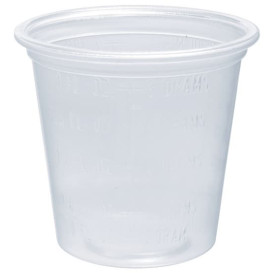 Plastic PP Soufflébeker transparant ¨Afgestudeerd¨ 35ml Ø4,8cm (125 stuks)