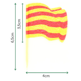 Vlag van Catalonië vleespennen 6,5cm (14400 stuks)