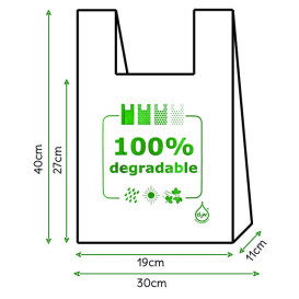 Plastic T-shirt tas 100% Degradable 30x40cm (6000 stuks)