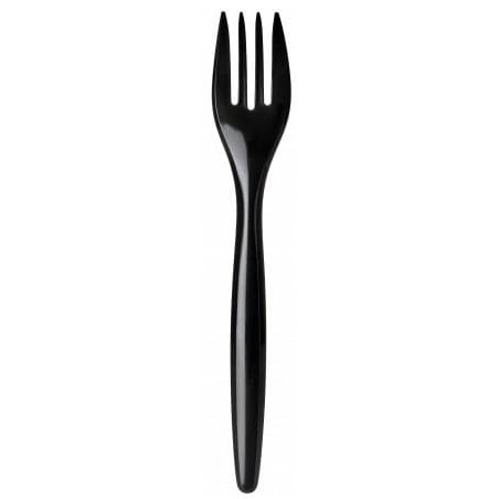 Plastic PS vork "Luxe" zwart 17,5 cm (100 stuks) 
