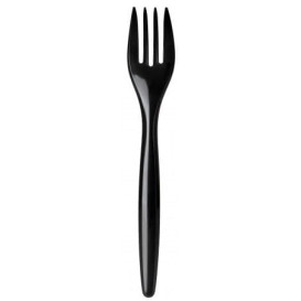 Plastic PS vork "Luxe" zwart 17,5 cm (2000 stuks)