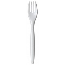 Plastic PS vork "Luxe" wit 17,5 cm (100 stuks) 