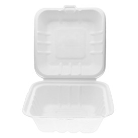 Suikerriet Burger Box wit 15x15x7,5cm (500 stuks)