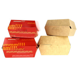 Kartonnen hamburger bakjes XXL 14,5x14,5x8cm (25 stuks) 