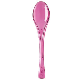 Plastic lepel  PS "Flen" fuchsia transparant 14,5cm (50 stuks) 
