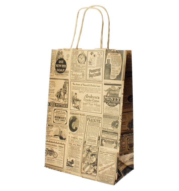 Papieren zak met handgrepen kraft "Times" 80g 20+10x29cm (50 stuks) 