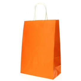 Papieren zak met handgrepen oranje 80g 20+10x29cm (25 stuks) 