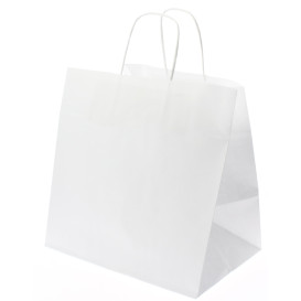 Papieren zak met handgrepen kraft wit 80g 30+18x29cm (200 stuks)