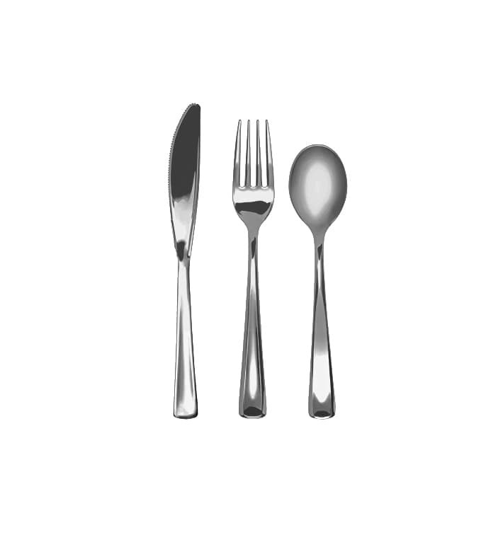 Bestekset vork, mes en lepel gemetalliseerd (10 sets) Bestekset vork, mes en lepel gemetalliseerd (10 sets)