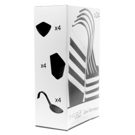 Proeving bestek set PS wit en zwart 24 Pieces (12 sets)