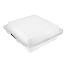 Suikerriet Gescharnierd Container "Menu Box" 23,5x23,5x7,8cm (50 stuks) 