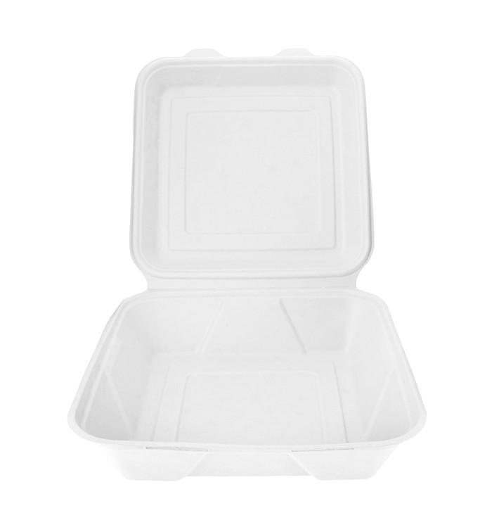 Suikerriet Gescharnierd Container "Menu Box" 23,5x23,5x7,8cm (200 stuks) Suikerriet Gescharnierd Container "Menu Box" 23,5x23,5x7,8cm (200 stuks)