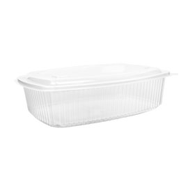 Plastic scharnierende Deli-Container microgolfbaar PP hoog koepel Deksel 1500ml (25 stuks)