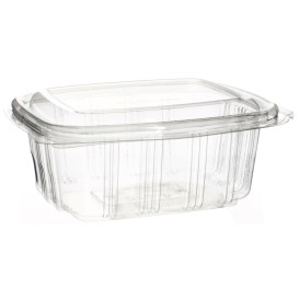 Plastic scharnierende Deli-Container PET hoog koepel Deksel 370ml (900 stuks)