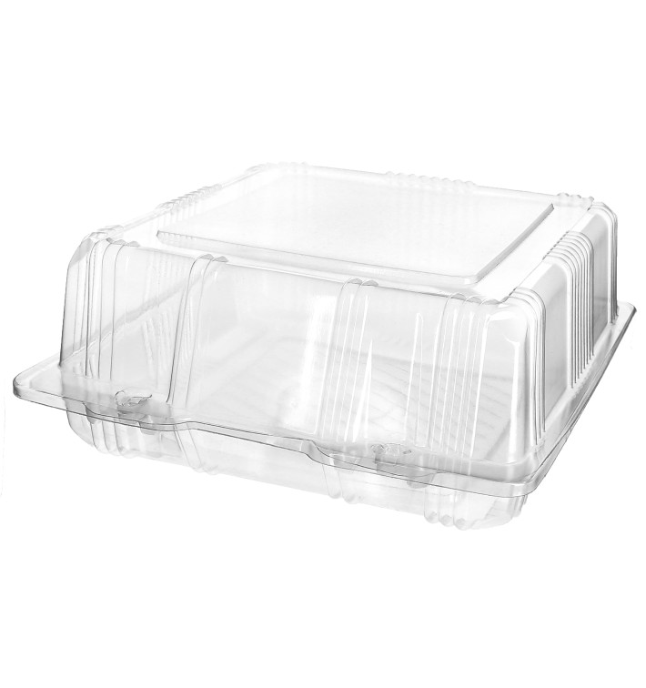 Plastic scharnierende bakkerij Container PET 18x18x8cm (20 stuks) Plastic scharnierende bakkerij Container PET 18x18x8cm (20 stuks)