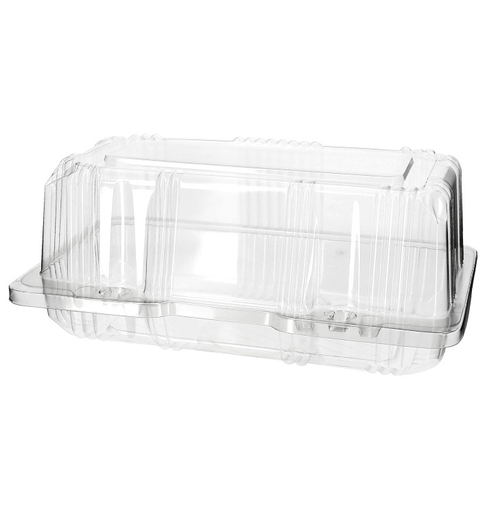 Plastic scharnierende bakkerij Container PET 18x9,5x8cm (20 stuks) Plastic scharnierende bakkerij Container PET 18x9,5x8cm (20 stuks)