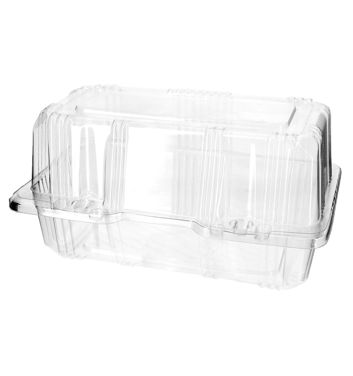 Plastic scharnierende bakkerij Container PET 18x9,5x10cm (220 stuks) Plastic scharnierende bakkerij Container PET 18x9,5x10cm (220 stuks)