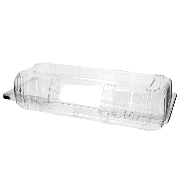 Plastic scharnierende bakkerij Container PET 24x10x6cm (220 stuks) Plastic scharnierende bakkerij Container PET 24x10x6cm (220 stuks)