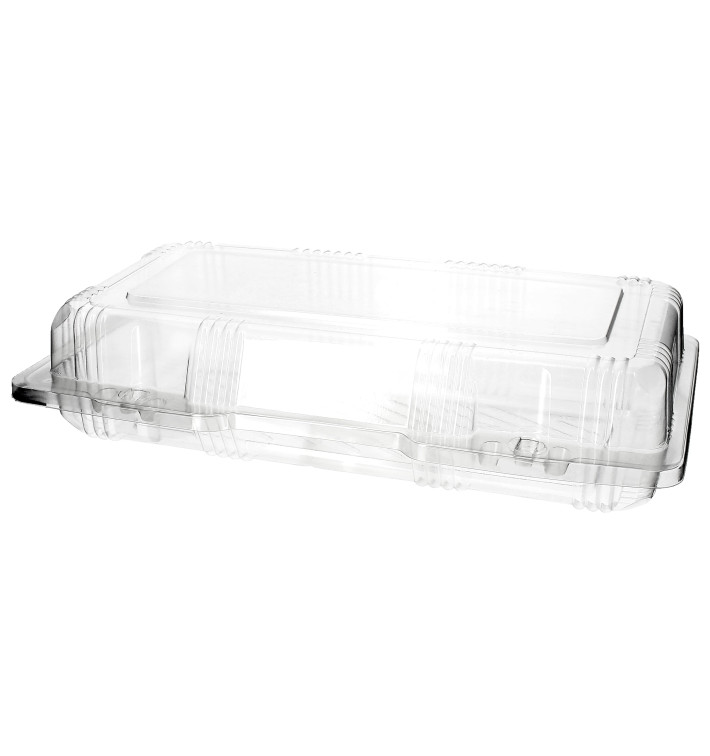Plastic scharnierende bakkerij Container PET 26x13x6cm (20 stuks) Plastic scharnierende bakkerij Container PET 26x13x6cm (20 stuks)