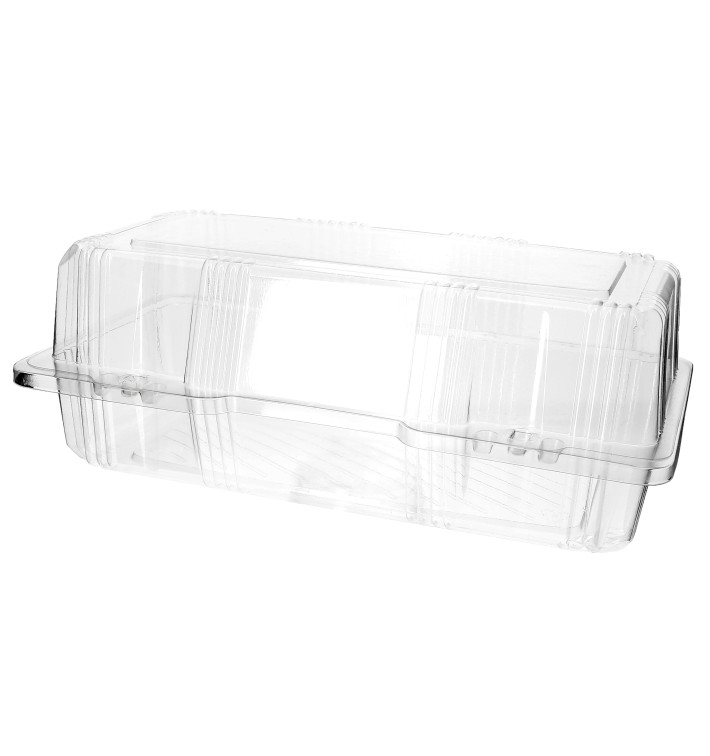 Plastic scharnierende bakkerij Container PET 26x13x10cm (20 stuks) Plastic scharnierende bakkerij Container PET 26x13x10cm (20 stuks)