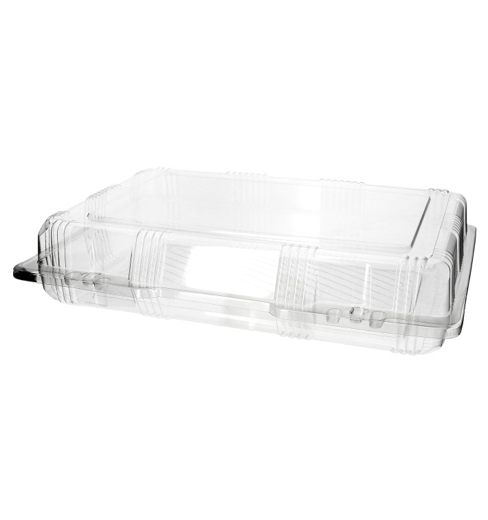 Plastic scharnierende bakkerij Container PET 28x18x6cm (20 stuks) Plastic scharnierende bakkerij Container PET 28x18x6cm (20 stuks)