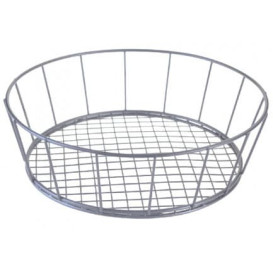 Stalen ronde mand zilver Ø24,1x7cm (1 stuk) 