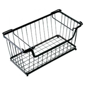 Stalen stapelbaar Containers met handgrepen zwart 33x27,5x22,7cm (1 stuk) 
