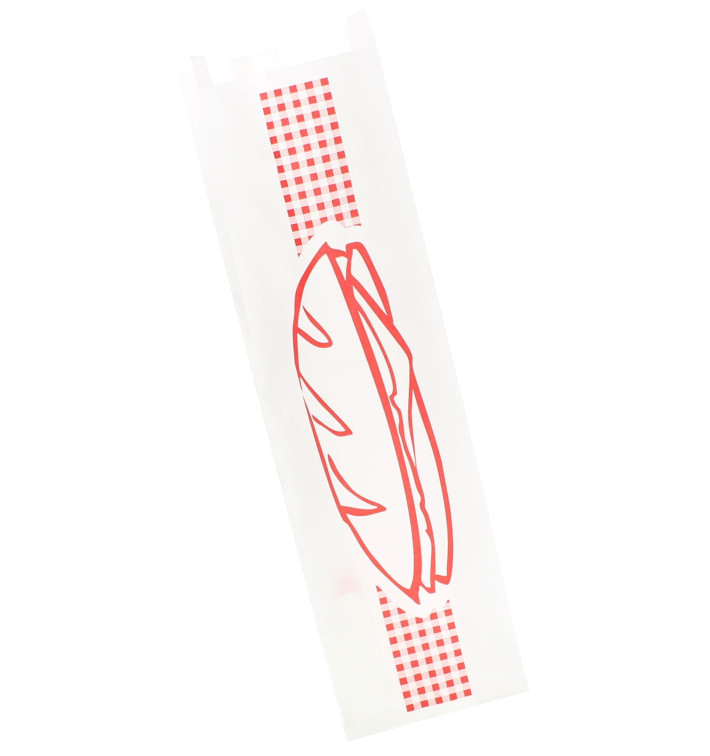 Papieren stokbrood zak rood 9+5x32cm (250 stuks) Papieren stokbrood zak rood 9+5x32cm (250 stuks)