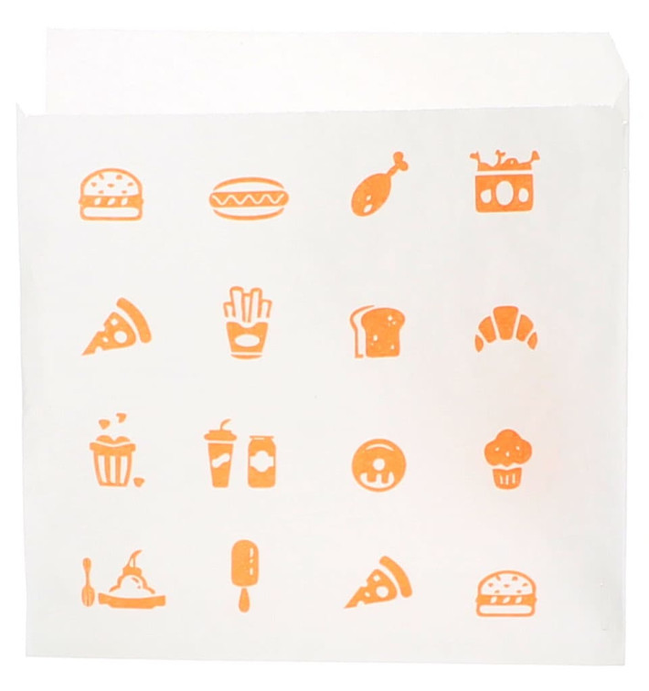 Papieren voedsel zak opening L vormig "Saken Food" 15x15cm (250 stuks) Papieren voedsel zak opening L vormig "Saken Food" 15x15cm (250 stuks)