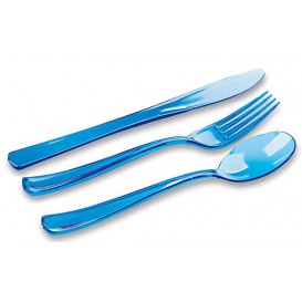 Plastic Bestekset vork, mes, lepel turkoois (1 stuk)