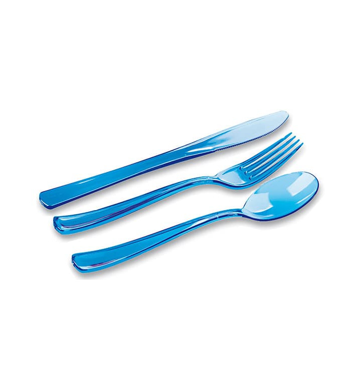 Plastic Bestekset vork, mes, lepel turkoois (1 stuk) Plastic Bestekset vork, mes, lepel turkoois (1 stuk)