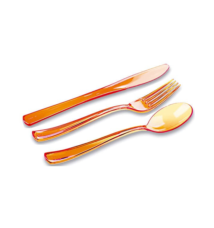 Plastic Bestekset vork, mes, lepel oranje (1 stuk) Plastic Bestekset vork, mes, lepel oranje (1 stuk)