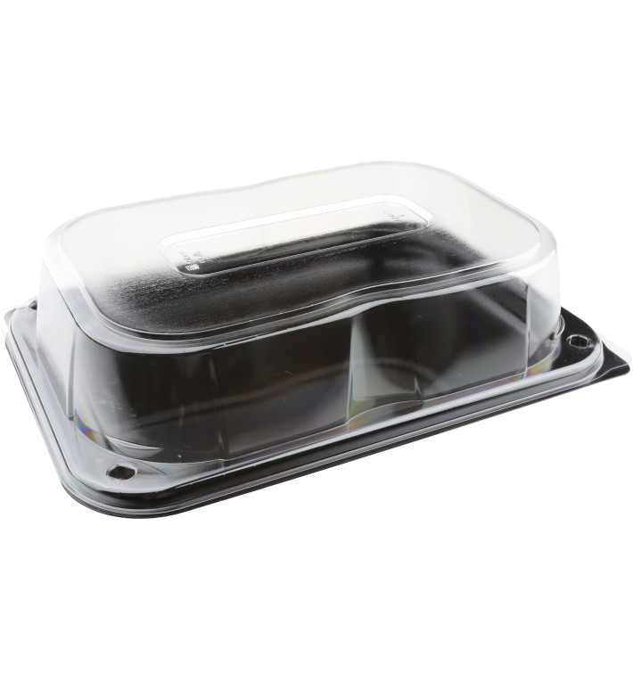 Plastic dienblad met Deksel zwart 24x17cm (5 stuks) Plastic dienblad met Deksel zwart 24x17cm (5 stuks)
