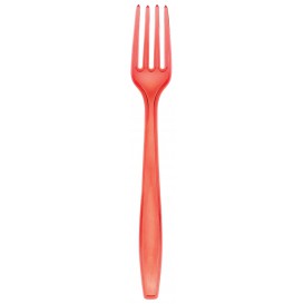 Plastic PS vork Premium rood 19cm (50 stuks) 