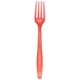 Plastic PS vork Premium rood 19cm (50 stuks) 