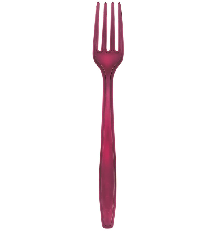 Plastic PS vork Premium bordeauxrood 19cm (1000 stuks) Plastic PS vork Premium bordeauxrood 19cm (1000 stuks)
