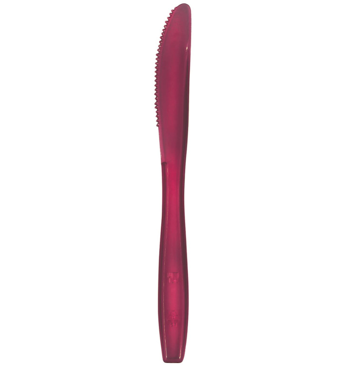 Plastic PS mes Premium bordeauxrood 19cm (50 stuks) Plastic PS mes Premium bordeauxrood 19cm (50 stuks)