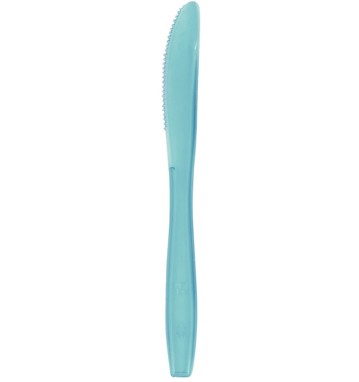 Plastic PS mes Premium turkoois 19cm (1000 stuks) Plastic PS mes Premium turkoois 19cm (1000 stuks)