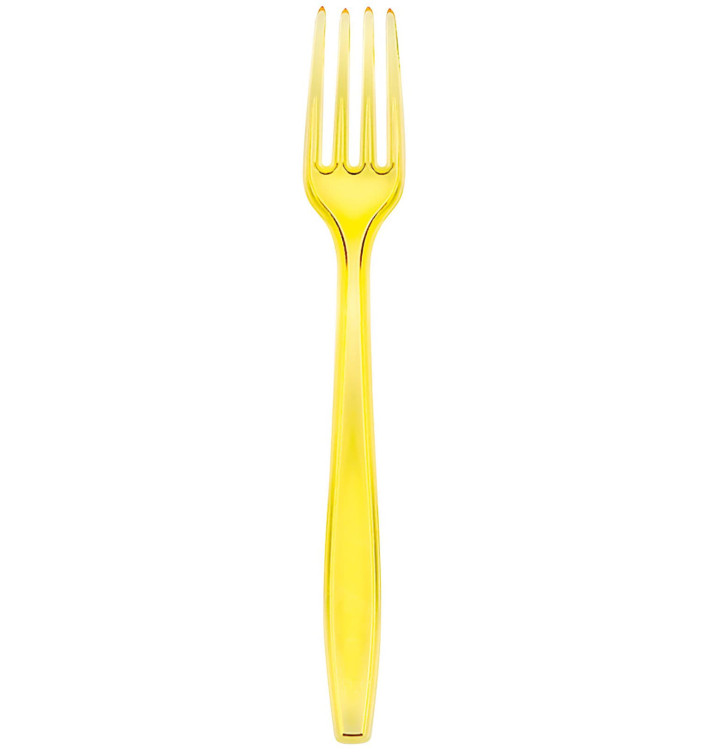 Plastic PS vork Premium geel 19cm (1000 stuks) Plastic PS vork Premium geel 19cm (1000 stuks)