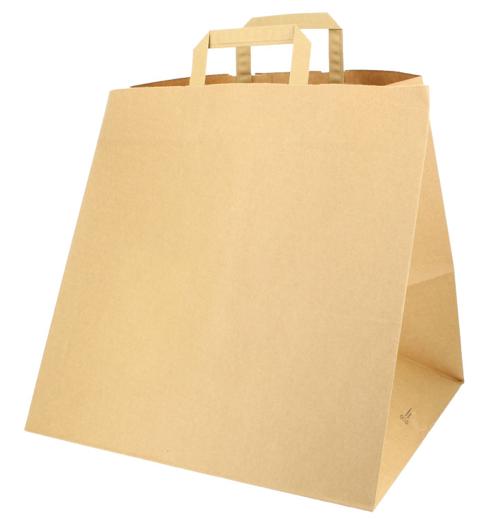 Papieren zak met handgrepen voor Pizza Boxes 80g 37+33x32cm (125 stuks) Papieren zak met handgrepen voor Pizza Boxes 80g 37+33x32cm (125 stuks)
