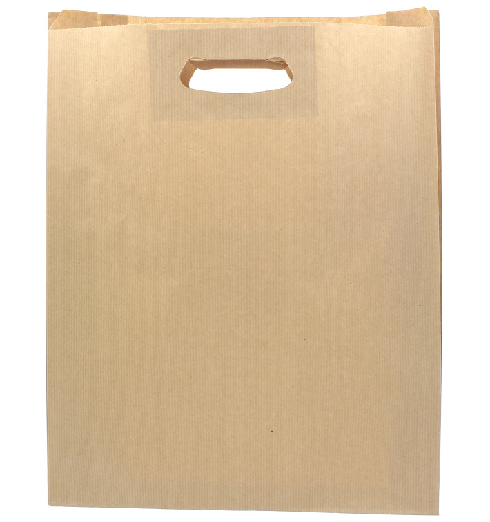 Papieren zak met handgrepen kraft uitgesneden hendels 41+10x42cm (50 stuks) Papieren zak met handgrepen kraft uitgesneden hendels 41+10x42cm (50 stuks)
