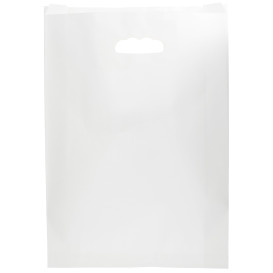 Papieren zak met handgrepen kraft uitgesneden hendels wit 31+8x42cm (50 stuks) 