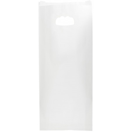 Papieren zak met handgrepen kraft uitgesneden hendels wit 18+6x32cm (50 stuks) 