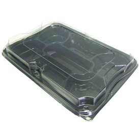 Plastic dienblad zwart met Deksel 7C 35x24cm (15 stuks)