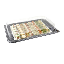 Plastic schotel met Deksel zwart 46x30cm (5 stuks) 